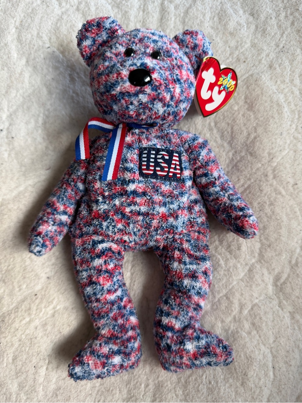 Ty NWT Patriotic USA Beanie Baby Bear in Red, White & Blue